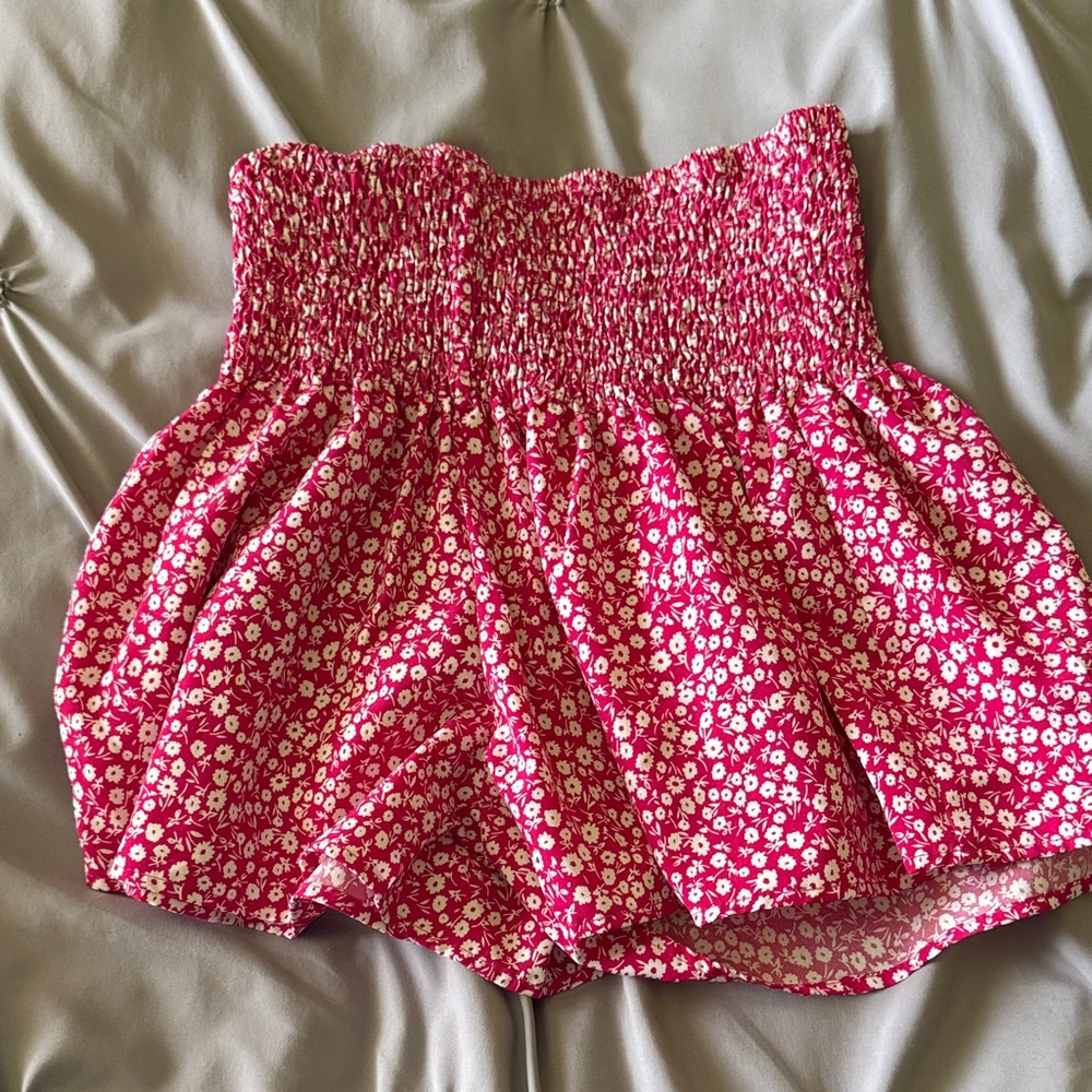 SHEIN Pink Floral High Waist Women's Shorts